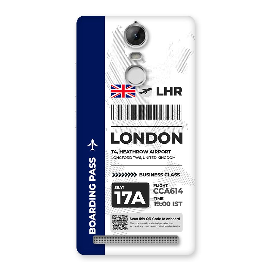 International Boarding Pass London Back Case for Vibe K5 Note