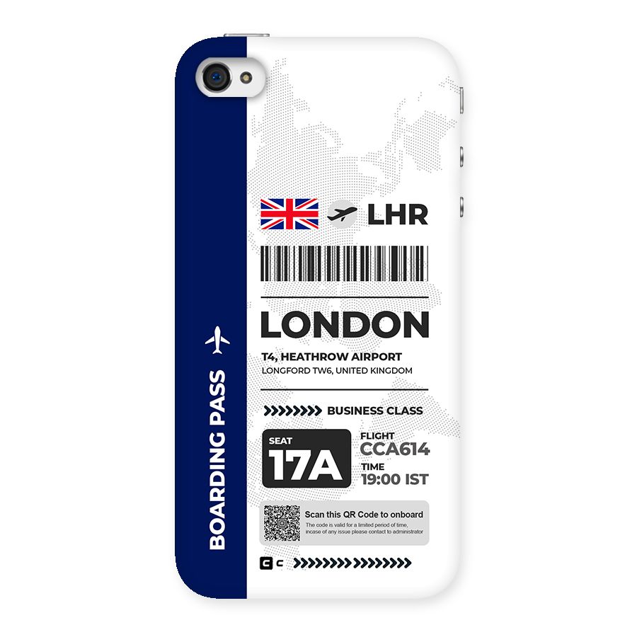 International Boarding Pass London Back Case for iPhone 4 4s