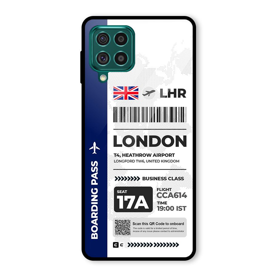 International Boarding Pass London Glass Back Case for Galaxy F62