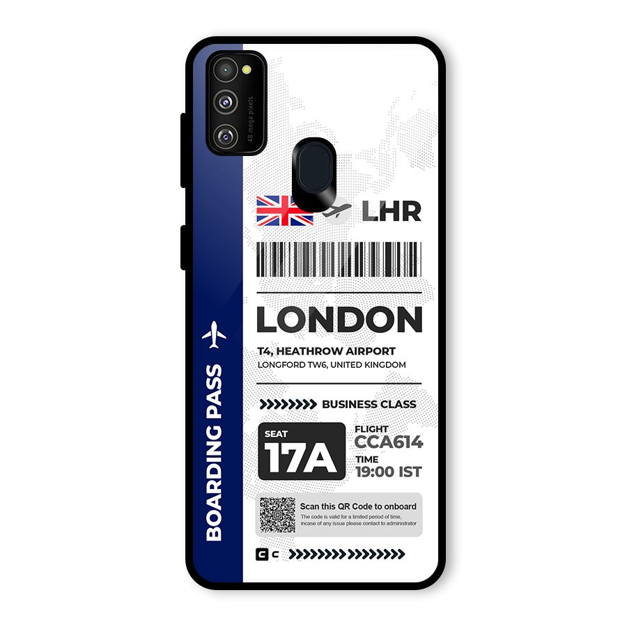 International Boarding Pass London Glass Back Case for Galaxy M30s
