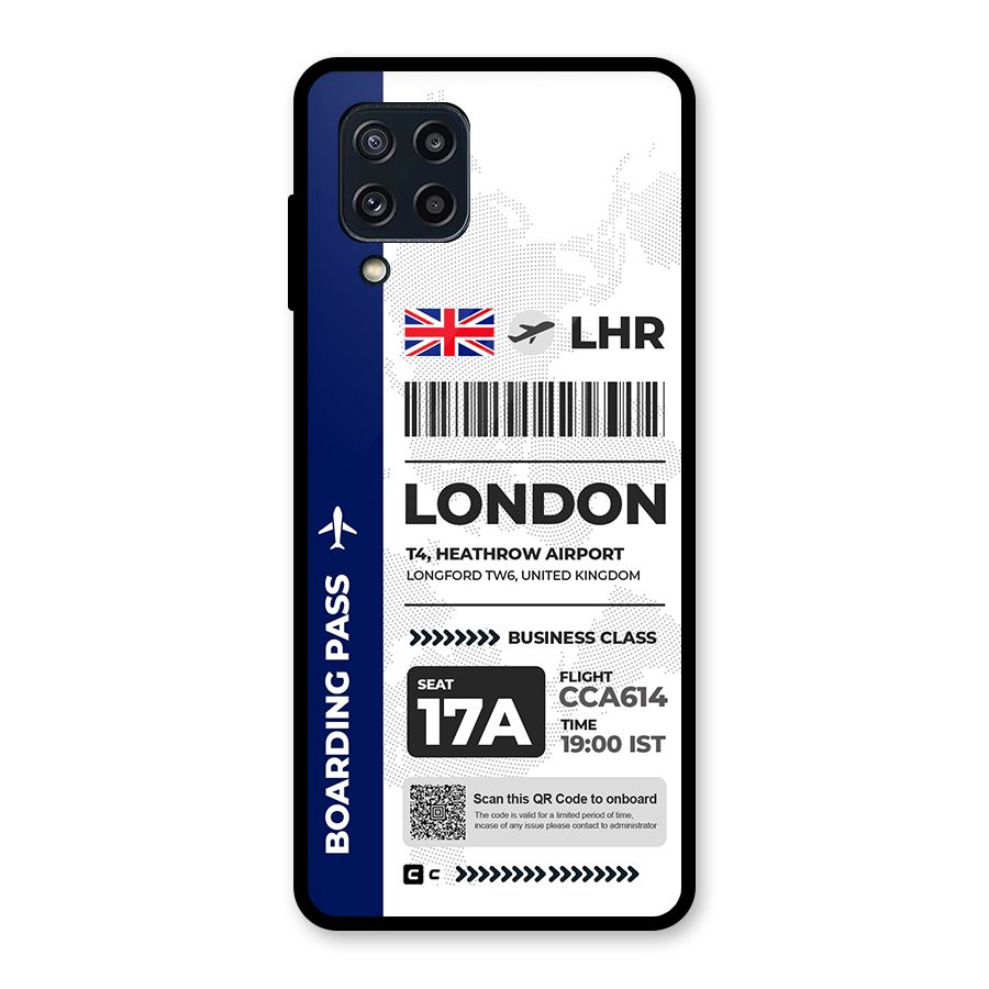 International Boarding Pass London Glass Back Case for Galaxy M32