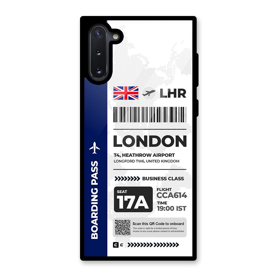 International Boarding Pass London Glass Back Case for Galaxy Note 10