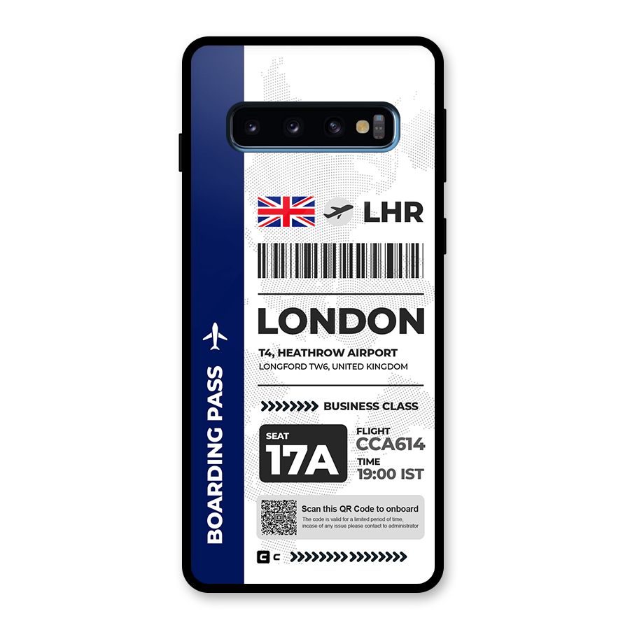 International Boarding Pass London Glass Back Case for Galaxy S10