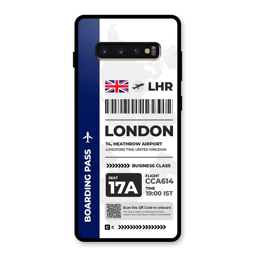 International Boarding Pass London Glass Back Case for Galaxy S10 Plus