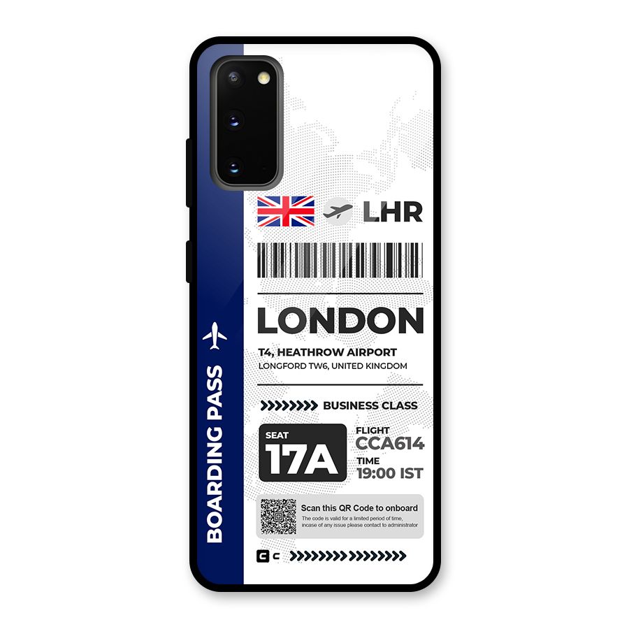 International Boarding Pass London Glass Back Case for Galaxy S20
