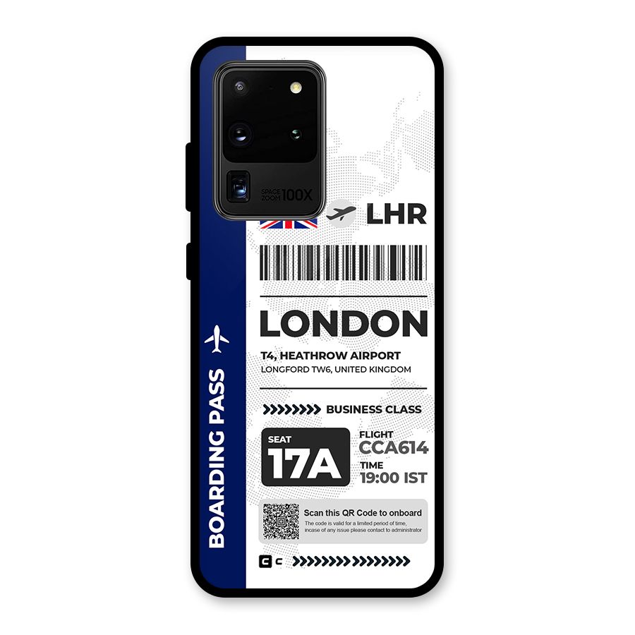 International Boarding Pass London Glass Back Case for Galaxy S20 Ultra