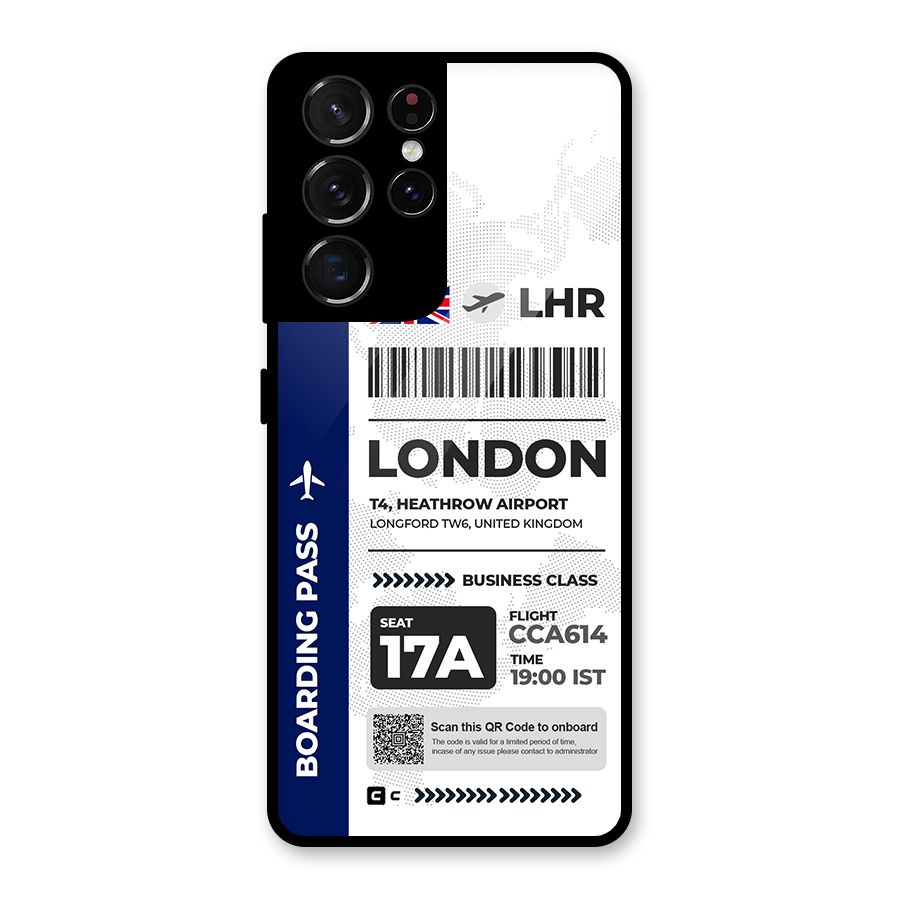 International Boarding Pass London Glass Back Case for Galaxy S21 Ultra 5G