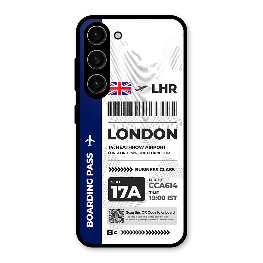 International Boarding Pass London Glass Back Case for Galaxy S23
