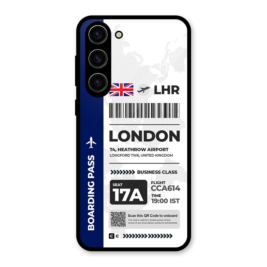 International Boarding Pass London Glass Back Case for Galaxy S23 Plus