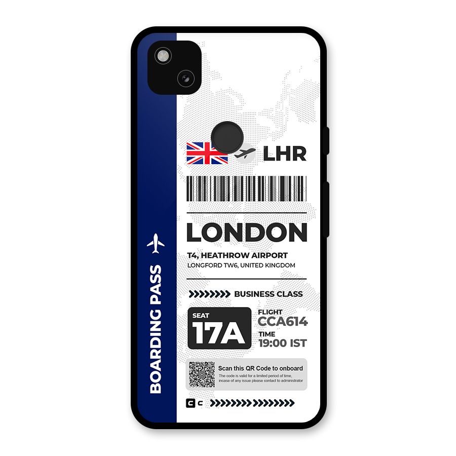 International Boarding Pass London Glass Back Case for Google Pixel 4a