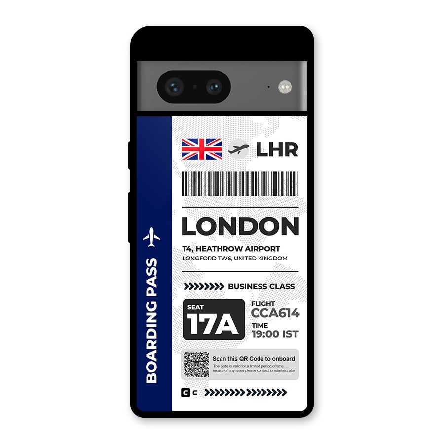 International Boarding Pass London Glass Back Case for Google Pixel 7