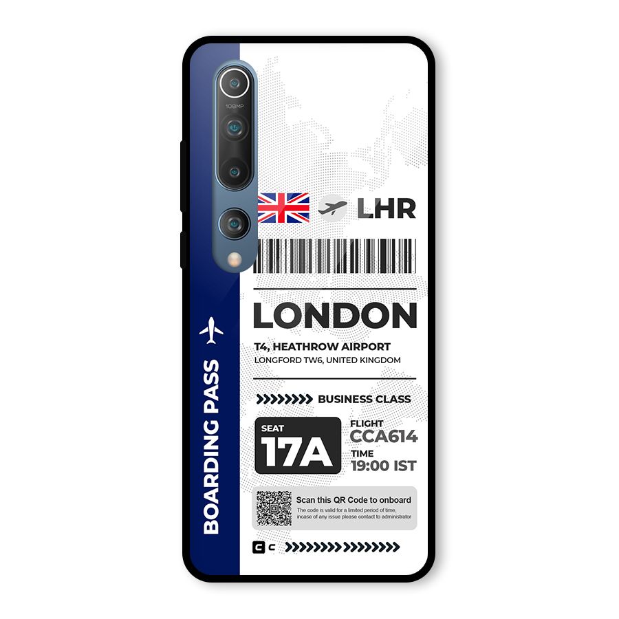 International Boarding Pass London Glass Back Case for Mi 10