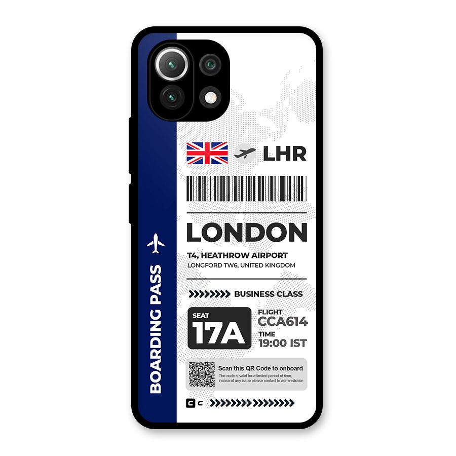 International Boarding Pass London Glass Back Case for Mi 11 Lite