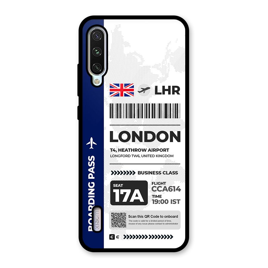 International Boarding Pass London Glass Back Case for Mi A3