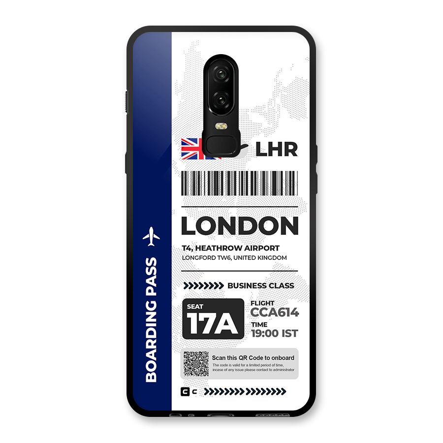 International Boarding Pass London Glass Back Case for OnePlus 6