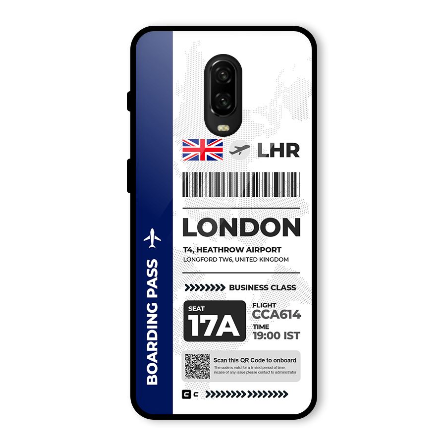 International Boarding Pass London Glass Back Case for OnePlus 6T
