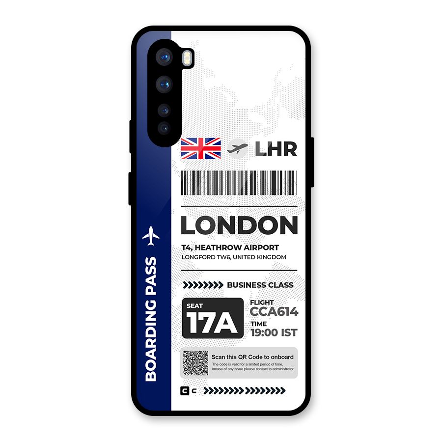 International Boarding Pass London Glass Back Case for OnePlus Nord