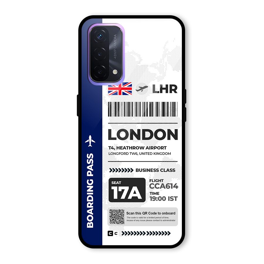 International Boarding Pass London Glass Back Case for Oppo A74 5G
