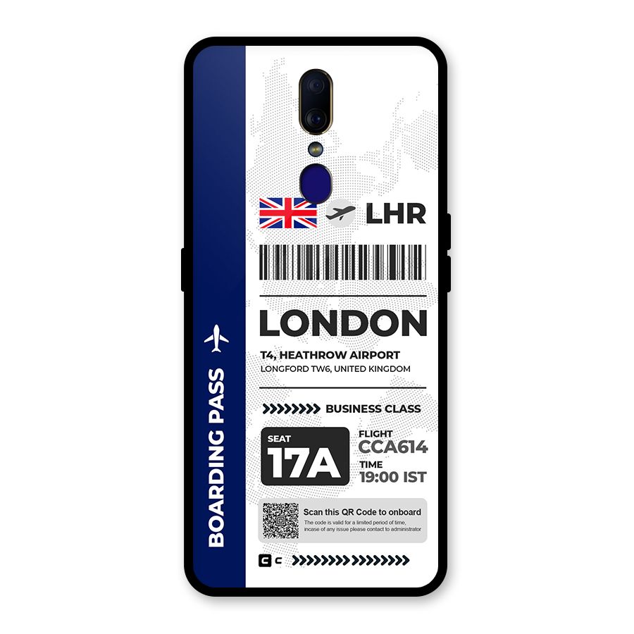 International Boarding Pass London Glass Back Case for Oppo F11