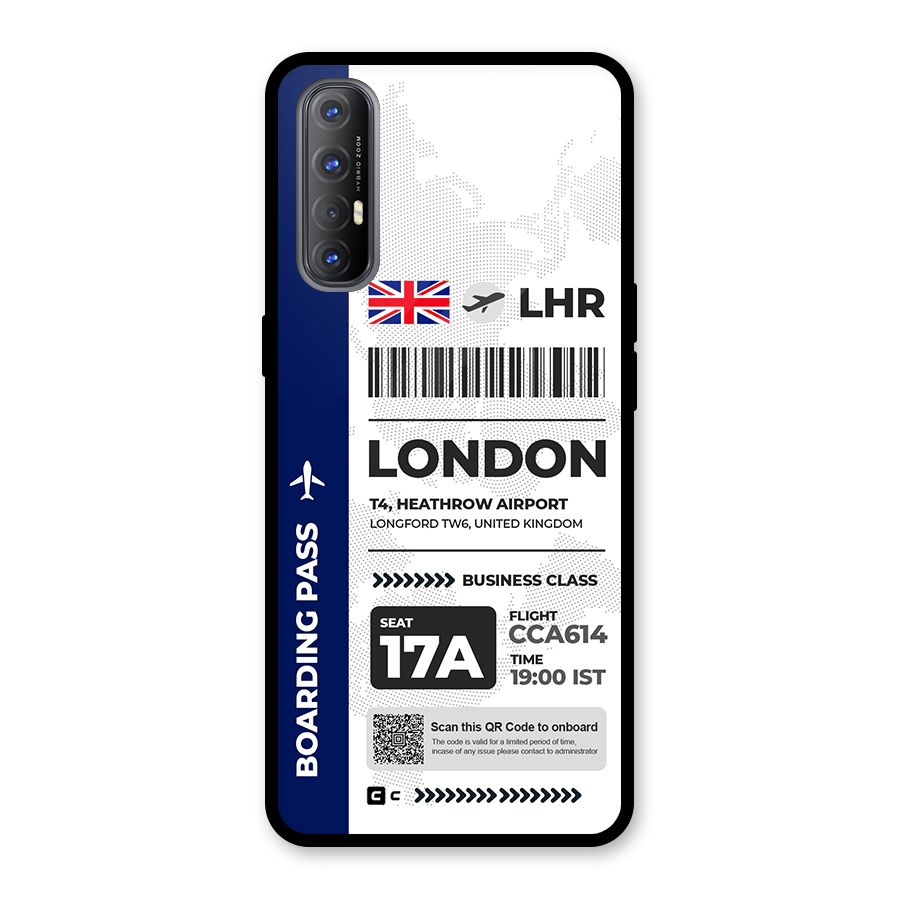 International Boarding Pass London Glass Back Case for Oppo Reno3 Pro