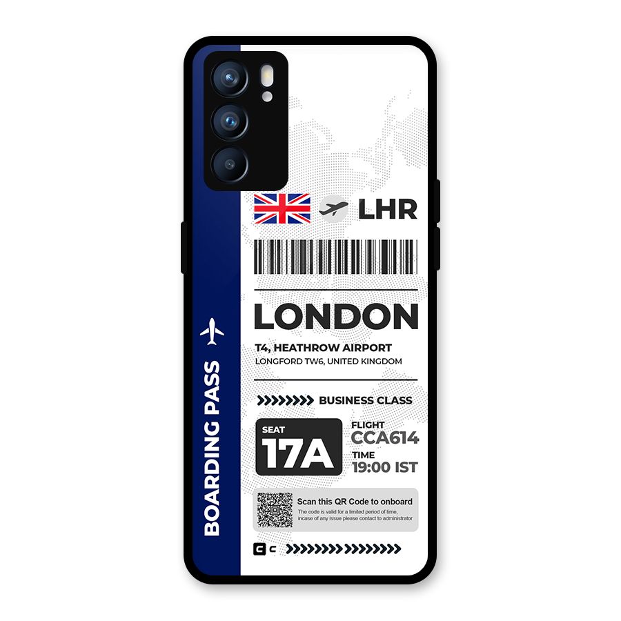International Boarding Pass London Glass Back Case for Oppo Reno6 5G