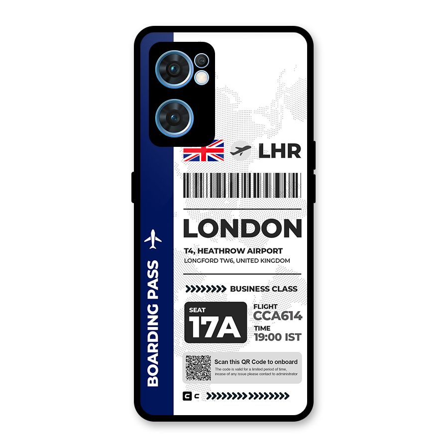 International Boarding Pass London Glass Back Case for Oppo Reno7 5G