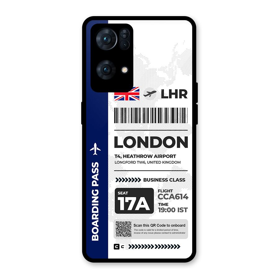 International Boarding Pass London Glass Back Case for Oppo Reno7 Pro 5G