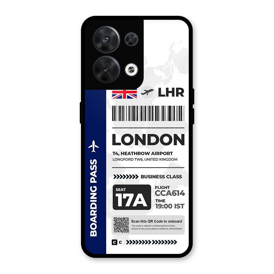 International Boarding Pass London Glass Back Case for Oppo Reno8 5G