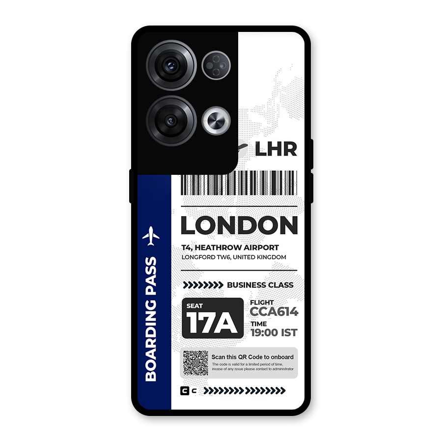 International Boarding Pass London Glass Back Case for Oppo Reno8 Pro 5G