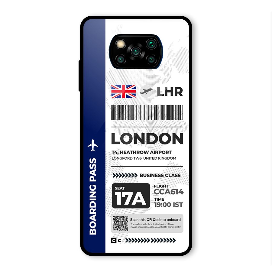 International Boarding Pass London Glass Back Case for Poco X3 Pro
