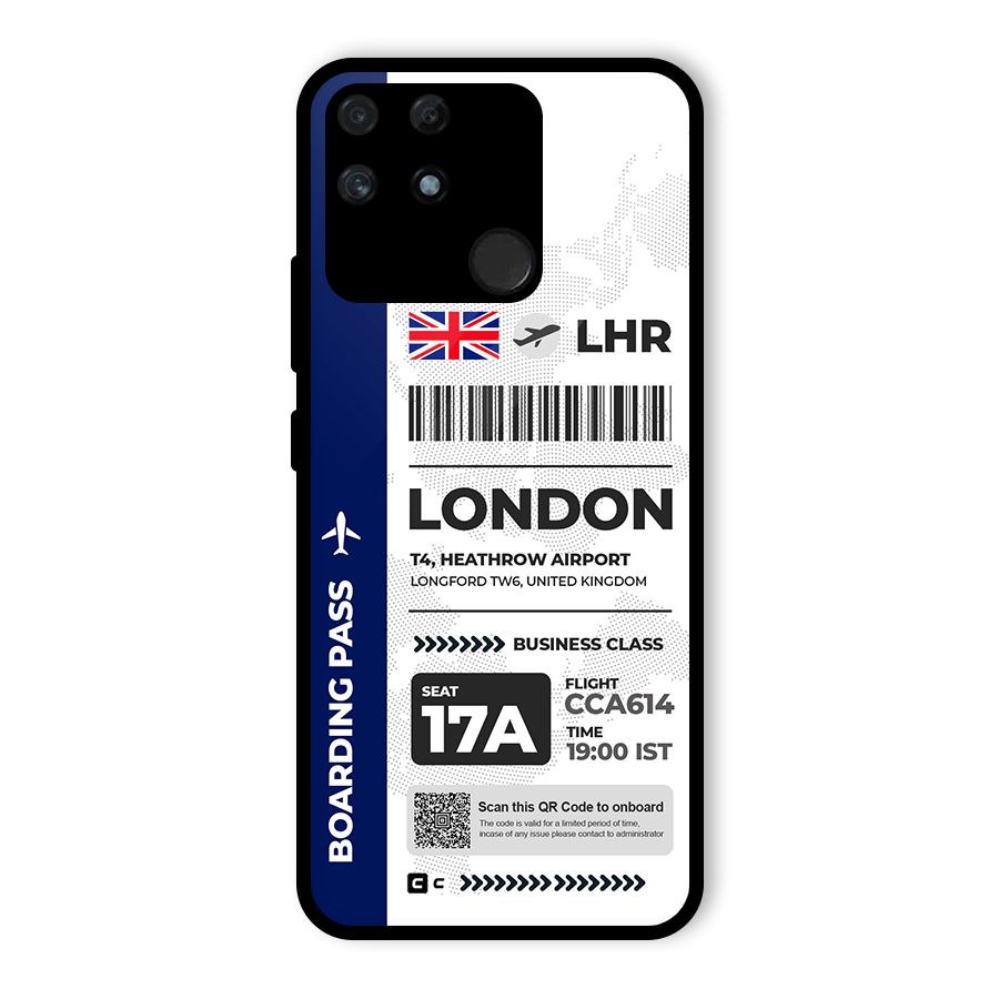 International Boarding Pass London Glass Back Case for Realme Narzo 50A