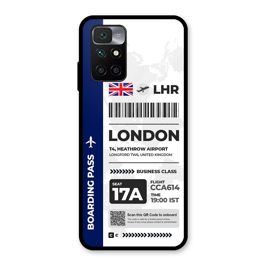International Boarding Pass London Glass Back Case for Redmi 10 Prime