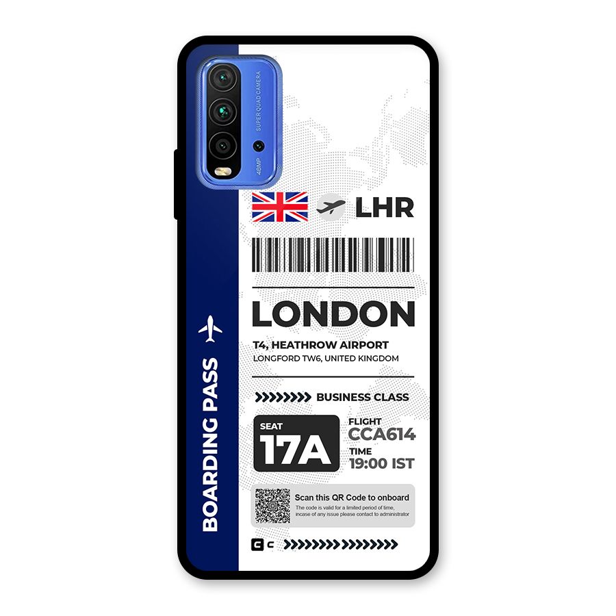 International Boarding Pass London Glass Back Case for Redmi 9 Power