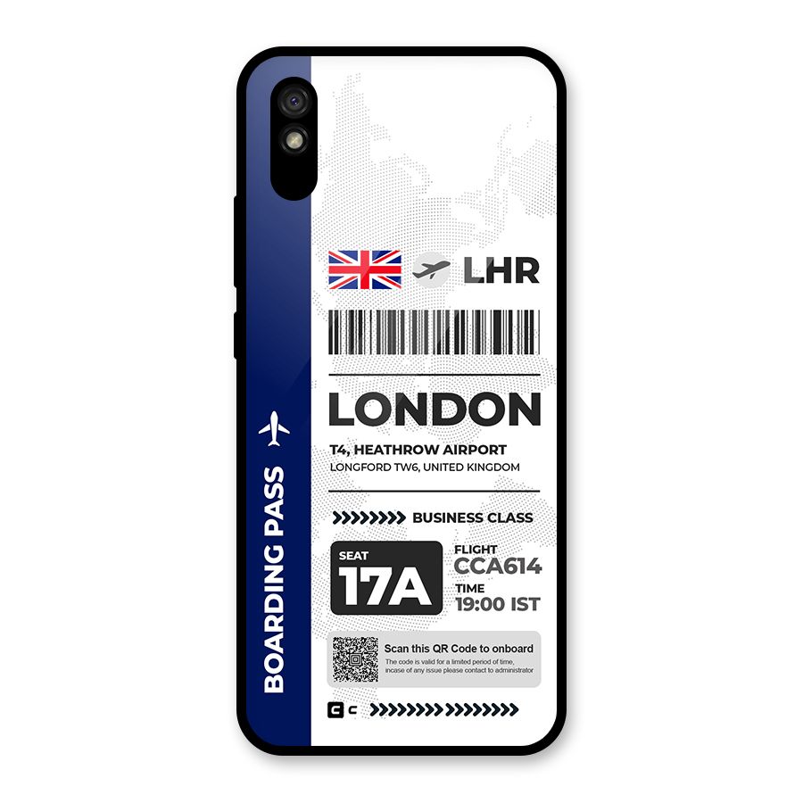 International Boarding Pass London Glass Back Case for Redmi 9i