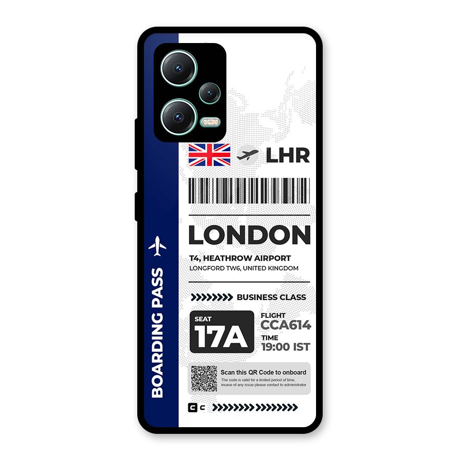 International Boarding Pass London Glass Back Case for Redmi Note 12 5G