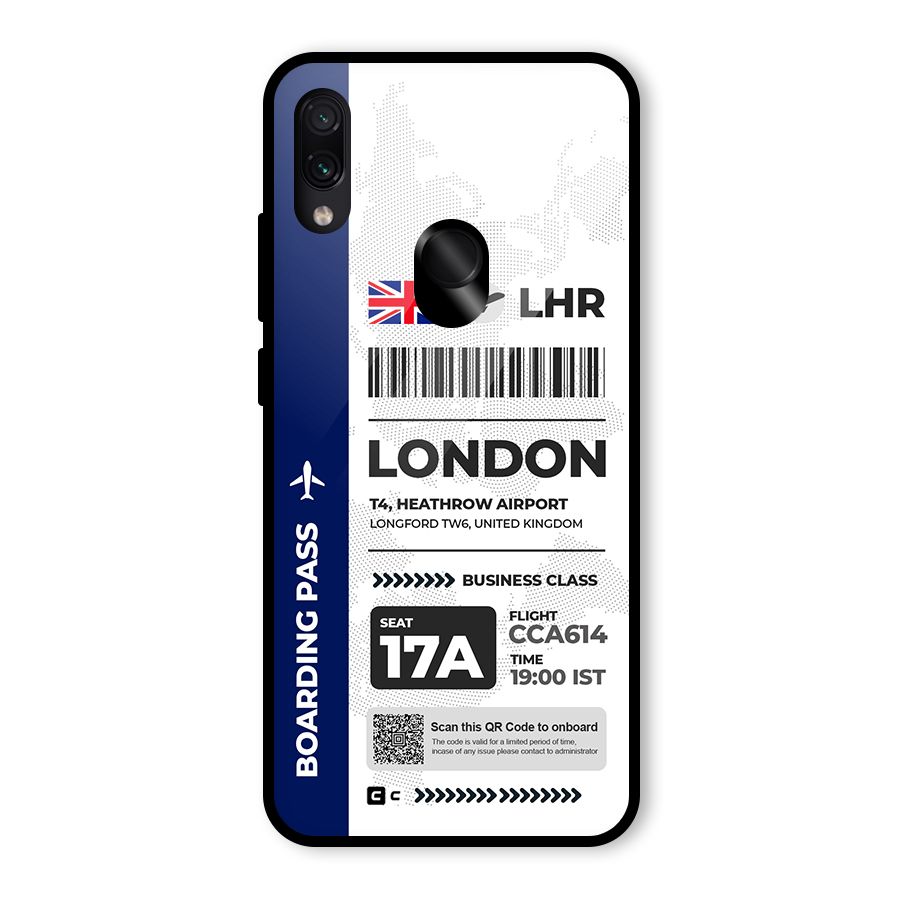 International Boarding Pass London Glass Back Case for Redmi Note 7