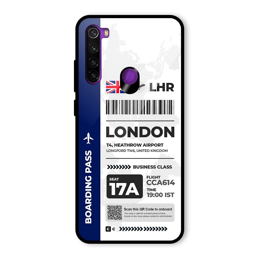 International Boarding Pass London Glass Back Case for Redmi Note 8