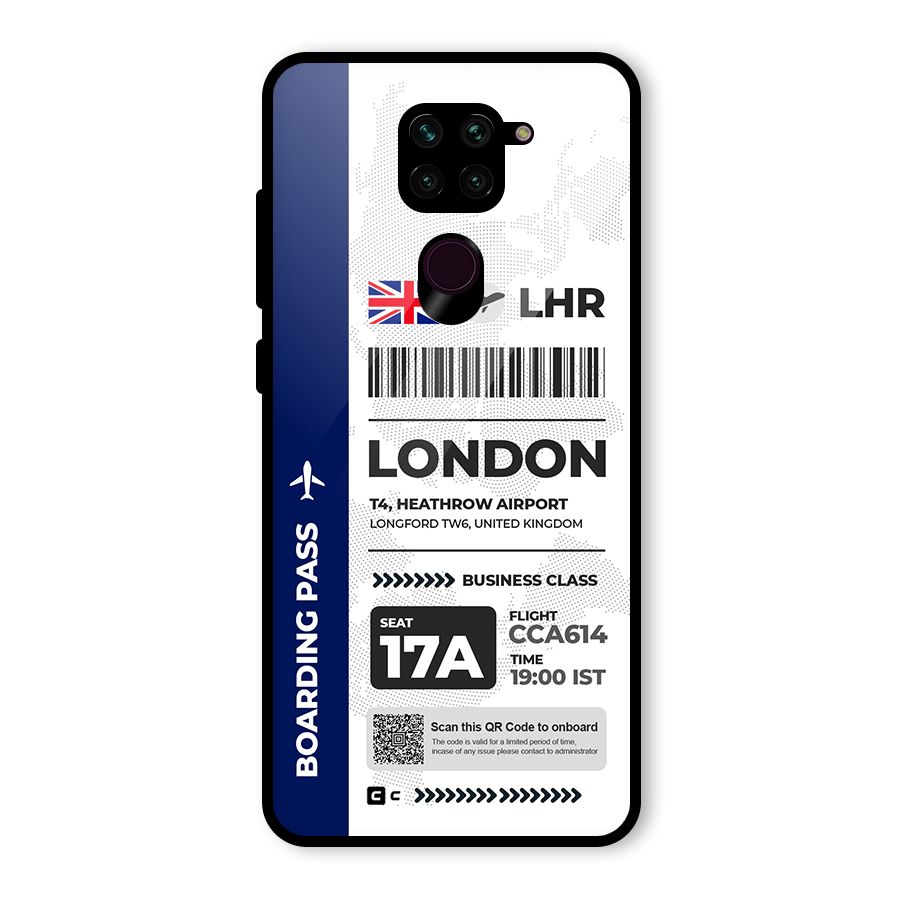 International Boarding Pass London Glass Back Case for Redmi Note 9