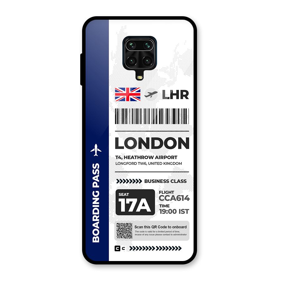 International Boarding Pass London Glass Back Case for Redmi Note 9 Pro