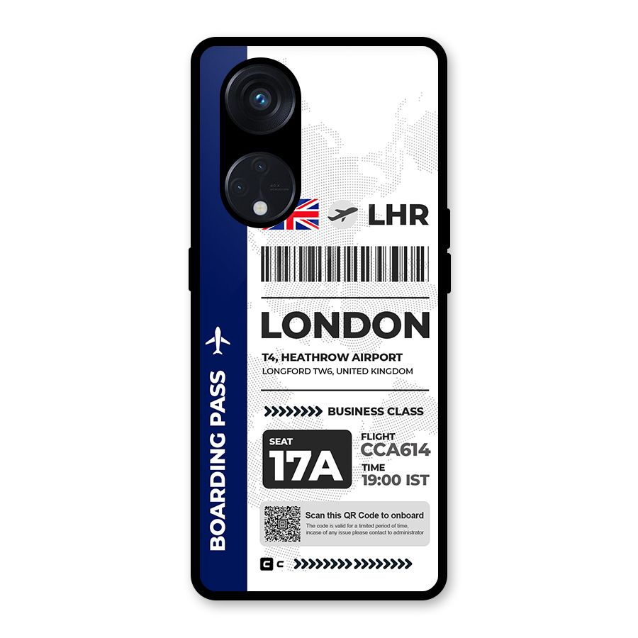 International Boarding Pass London Glass Back Case for Reno8 T 5G