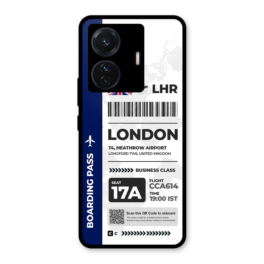 International Boarding Pass London Glass Back Case for Vivo T1 Pro