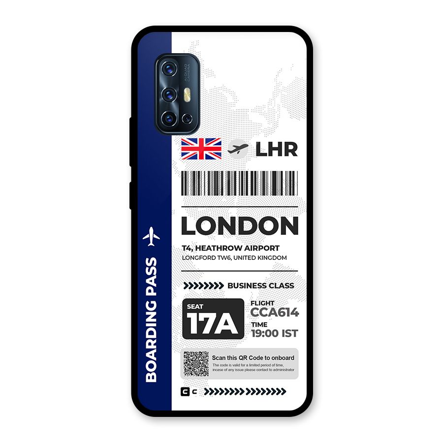 International Boarding Pass London Glass Back Case for Vivo V17
