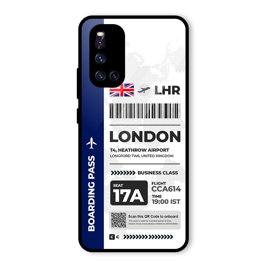 International Boarding Pass London Glass Back Case for Vivo V19