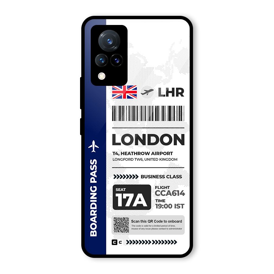 International Boarding Pass London Glass Back Case for Vivo V21 5G