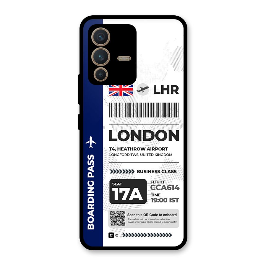International Boarding Pass London Glass Back Case for Vivo V23 5G
