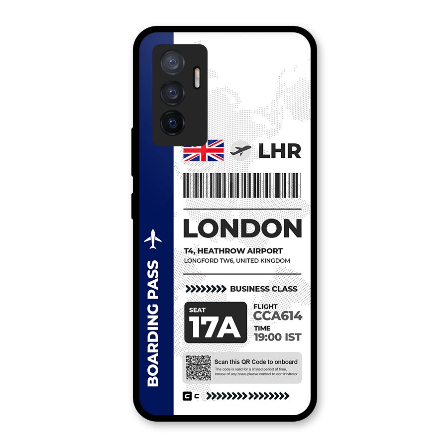 International Boarding Pass London Glass Back Case for Vivo V23e