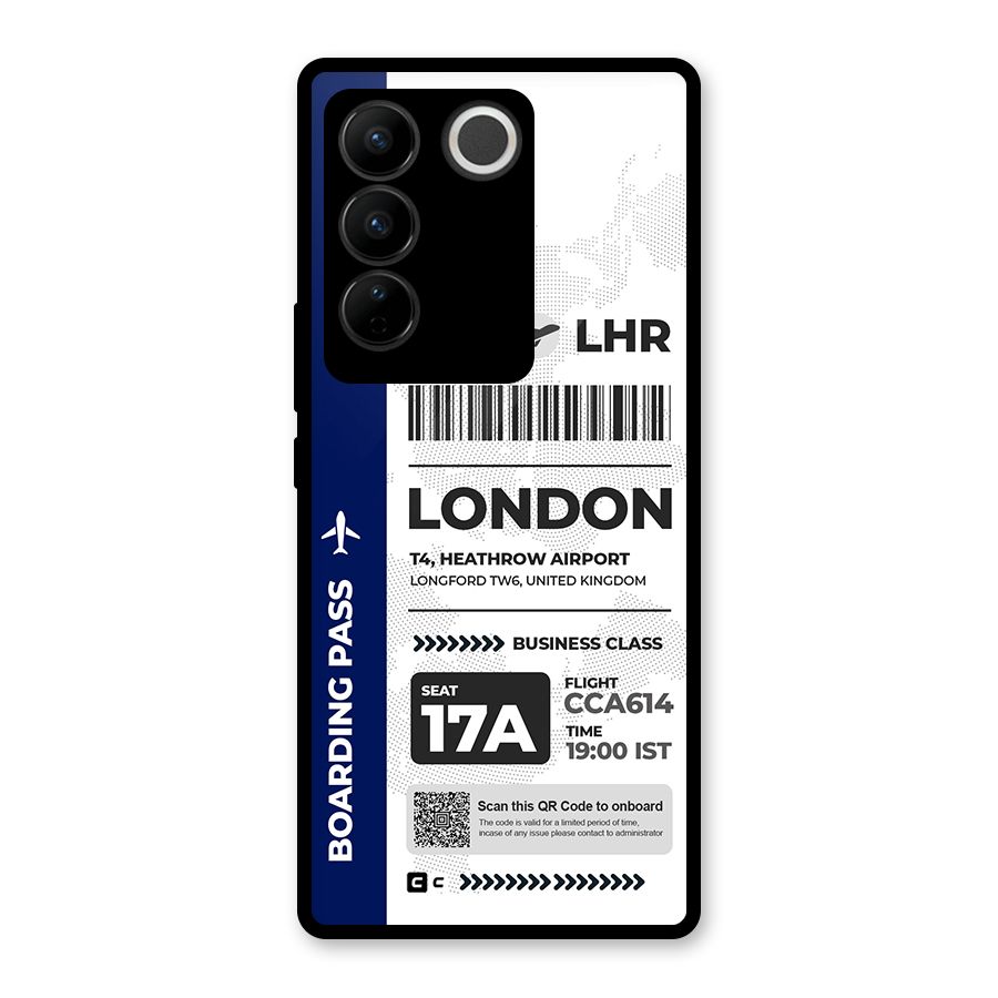 International Boarding Pass London Glass Back Case for Vivo V27