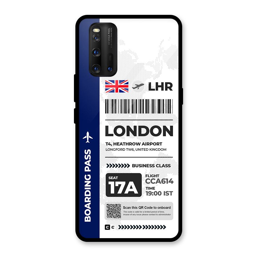 International Boarding Pass London Glass Back Case for Vivo iQOO 3