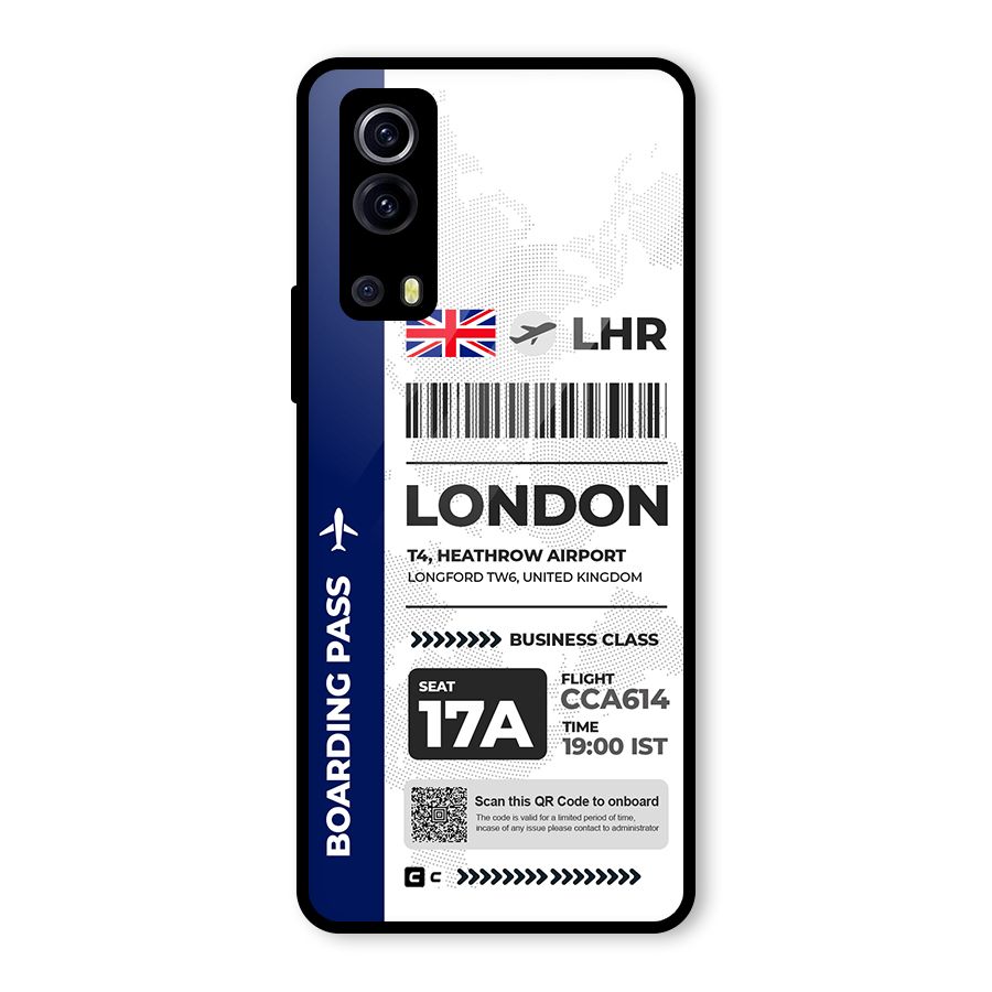 International Boarding Pass London Glass Back Case for Vivo iQOO Z3