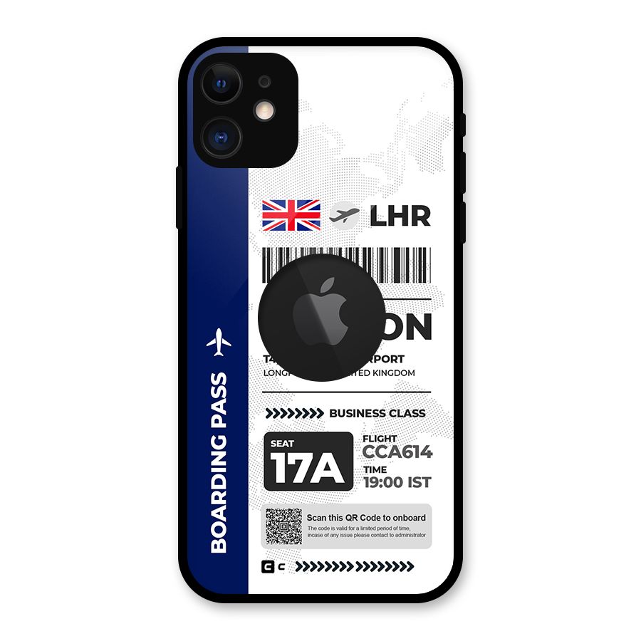 International Boarding Pass London Glass Back Case for iPhone 11 Logo Cut